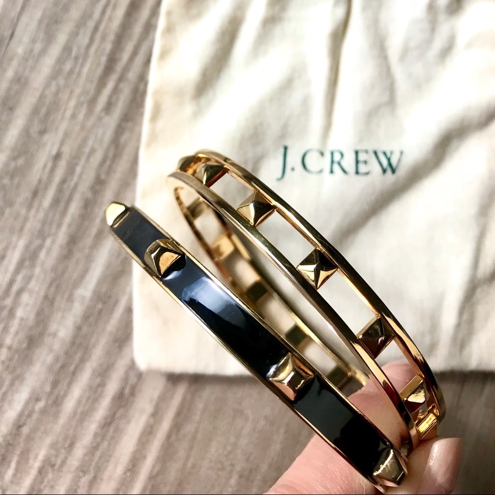J. Crew Gold & Black Tone Bangle Bracelets - Picture 2 of 5